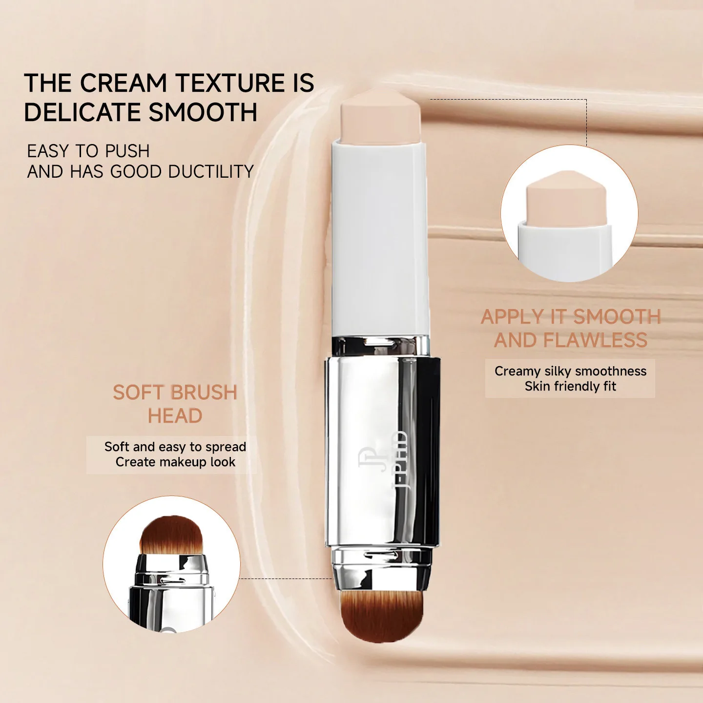 Two-in-one Brush Head Foundation Stick, Lightweight and Smooth, Long-lasting Coverage, Creating A Perfect Makeup Effect - Image 2