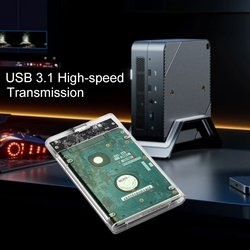 3.0/3.1 HDD Enclosure 2.5inch SATA SSD Hard Drive Case with 5Gbps Transfer Speed and Transparent Design Mobile External Housing - Image 2