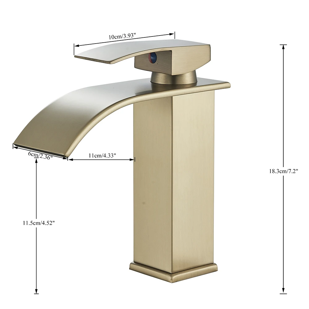 Brushed Golden Basin Faucets Elegant Waterfall Bathroom Sink Faucet Single Lever Hole Deck Mount Brass Mixer Taps - Image 6