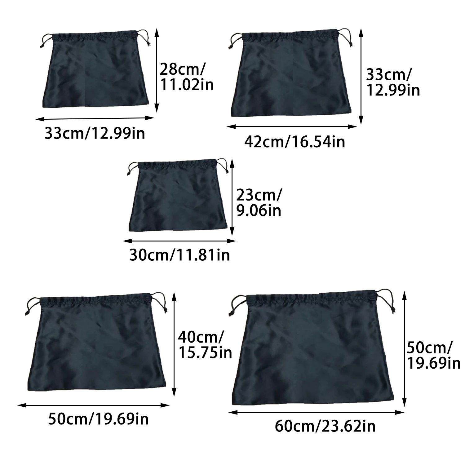 Large Silk Satin Drawstring Care Bag Custom Wigs Storage Dust Proof Packaging Pouch Black Reusable Sack Handbag Shoes Travel Bag - Image 6