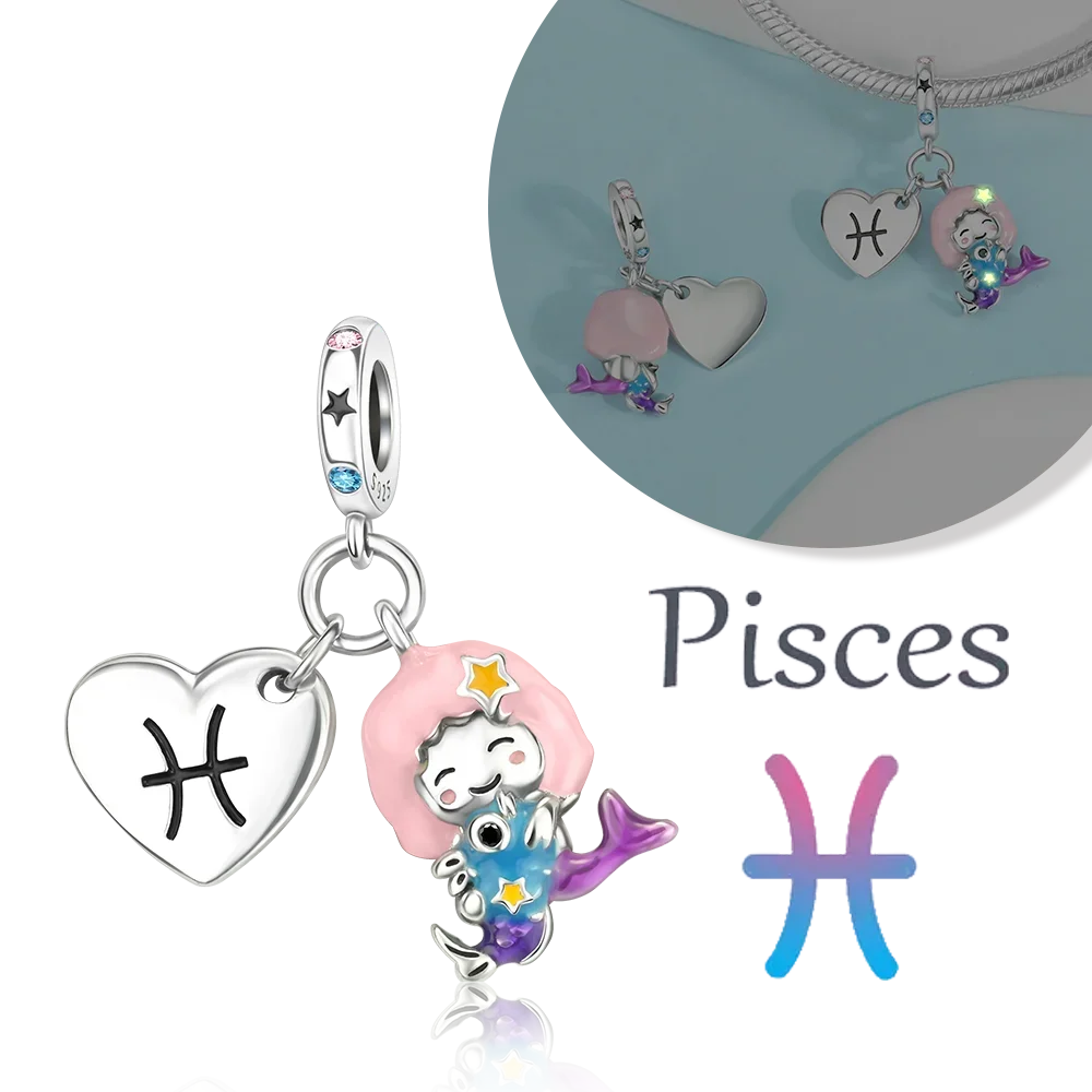 925 Sterling Silver 12 Months Birthstone Heart-shaped Beads Charms Fit Original Bracelet Charm Beads Necklace Diy Female Jewelry - Image 16