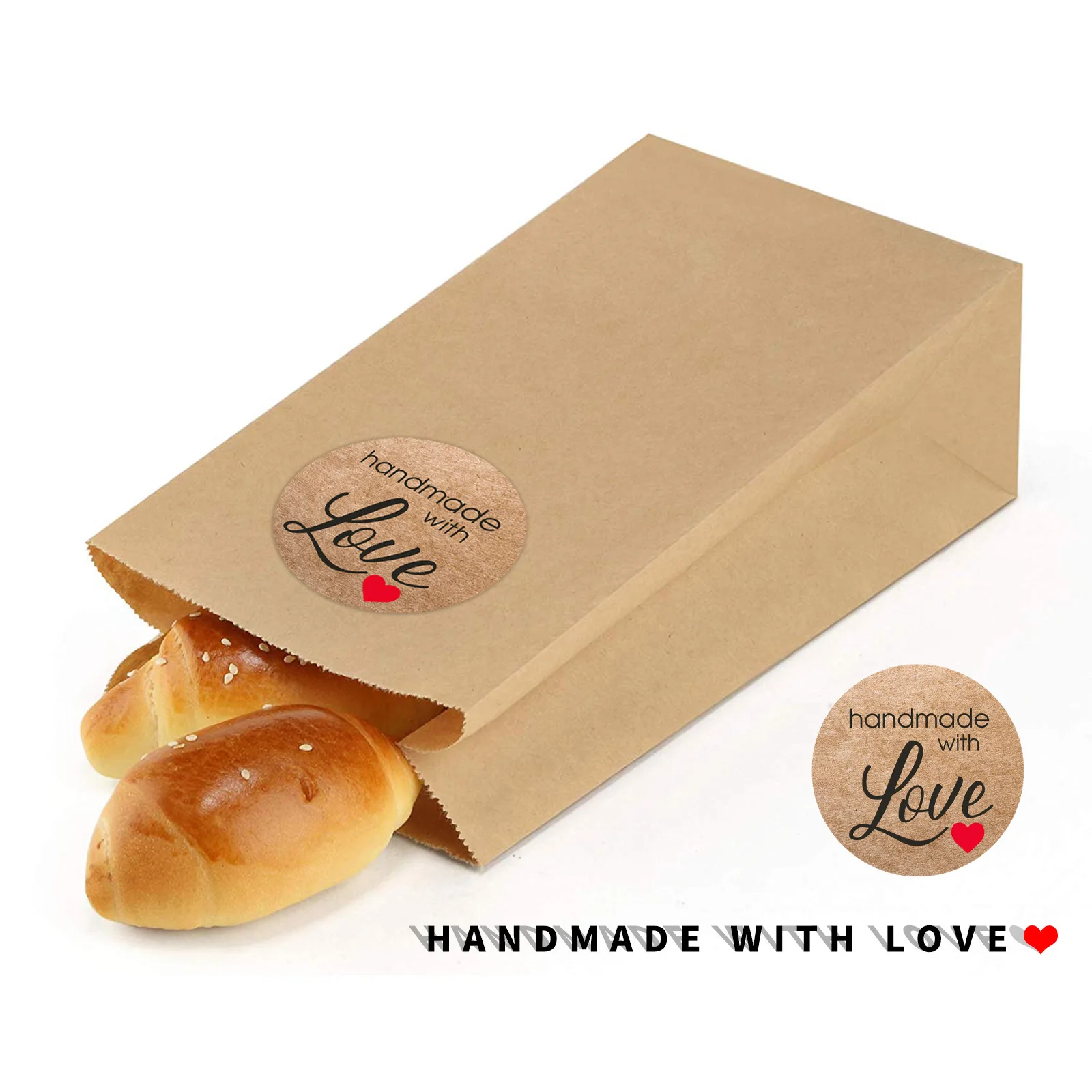 100-500pcs 1inch Vintage Kraft Paper Handmade With Love Stickers for Package Thank You Stationery Adhesive Labels Baking Seals - Image 4