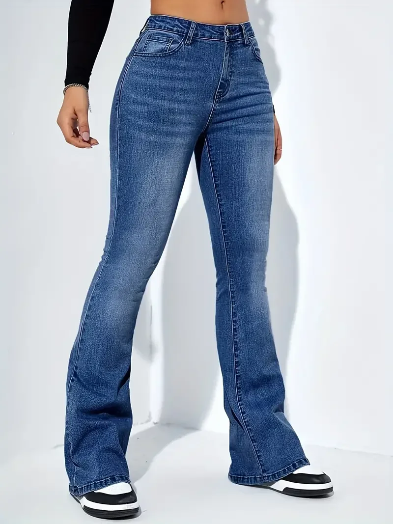 Women Flare Stretch Moustache Jeans Fashion Skinny Bell Bottom High Waist Gray Denim Pants Lady Classic Y2K Punk Long Trousers - Image 10