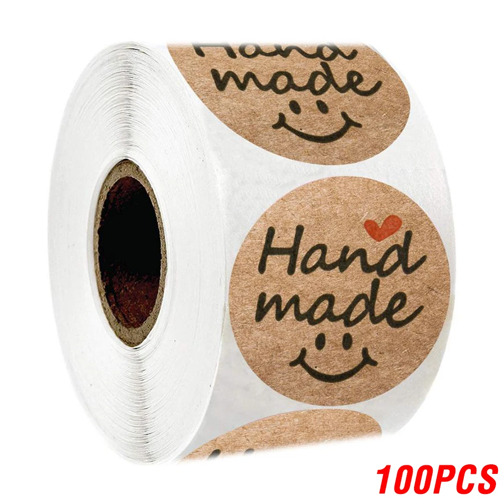 100-500pcs 1inch Vintage Kraft Paper Handmade With Love Stickers for Package Thank You Stationery Adhesive Labels Baking Seals - Image 15