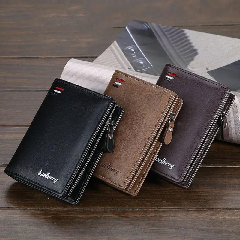 Fashion Men Wallets Zipper Card Holder High Quality Male Purse PU Leather Coin Holder Wallet - Image 6