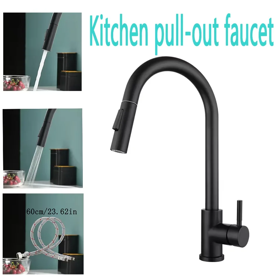 Kitchen Faucet Pull Out Brushed Nickle Stainless Steel Black Kitchen Mixed Tap Kitchen Sink Tap - Image 10