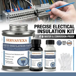 SERVAVEXA  Liquid Electrical Tape Kit, Waterproof Insulation Sealant with Brush & Gloves, Rapid Curing for Outdoor Wiring