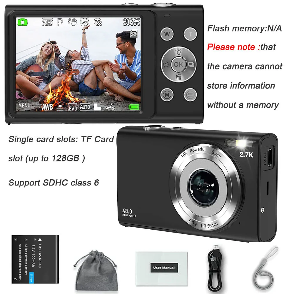 4K Digital Camera Autofocus Vlogging Camera HD 48MP with 2.8" Large Screen Camcorder Camera for Photography for Kid Adult - Image 14