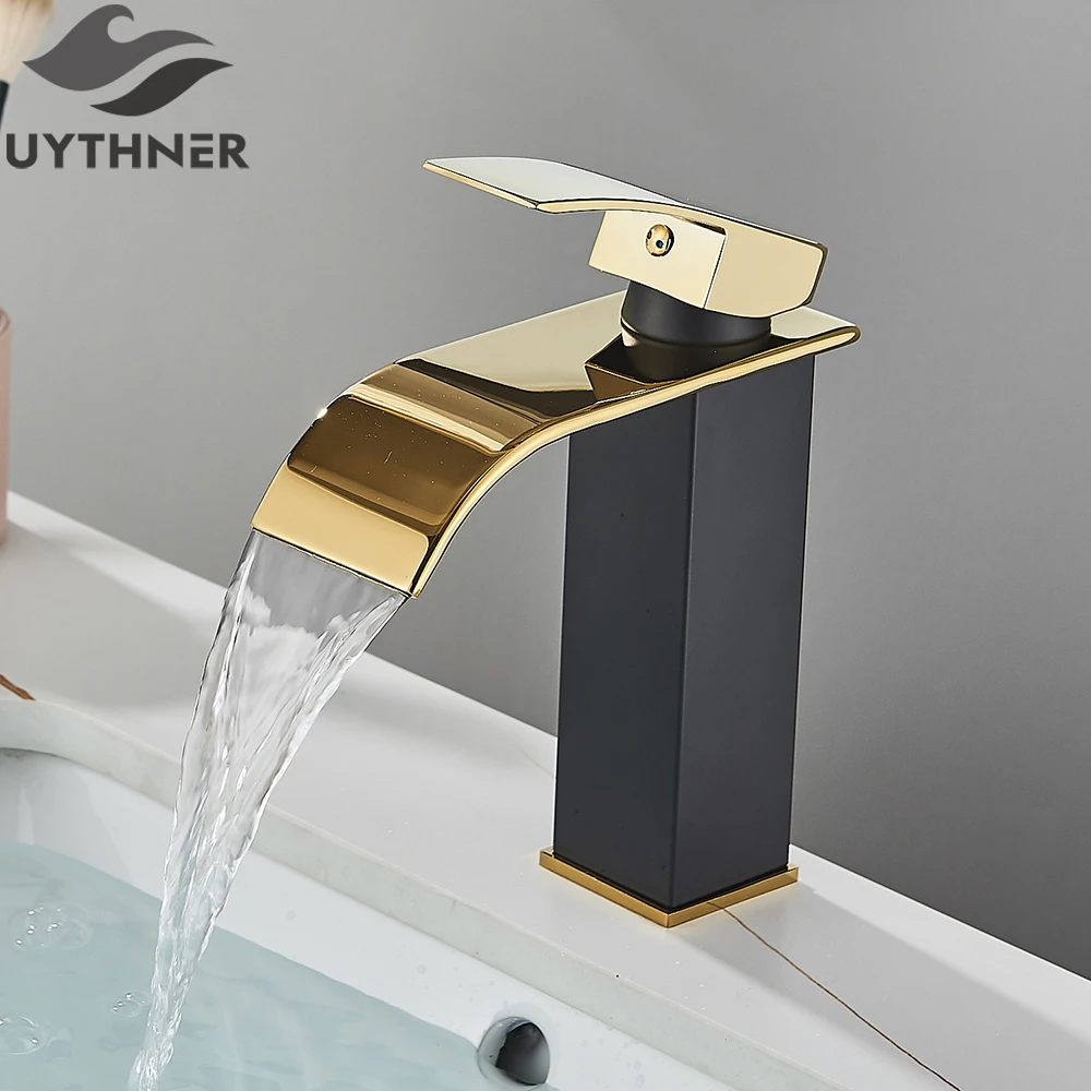 Brushed Golden Basin Faucets Elegant Waterfall Bathroom Sink Faucet Single Lever Hole Deck Mount Brass Mixer Taps - Image 18