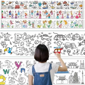 0.9/3M Space Food Animal Canvas Children's Drawing Roll DIY Coloring Paper Roll Color Filling Graffiti Paper-cut Painting School