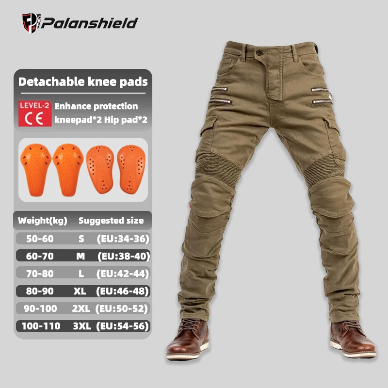 New Double Zipper Metal Style Motocross Moto Trousers Men For Woman Outdoor Riding Jeans With Protective Gear Motorcycle Pants - Image 10