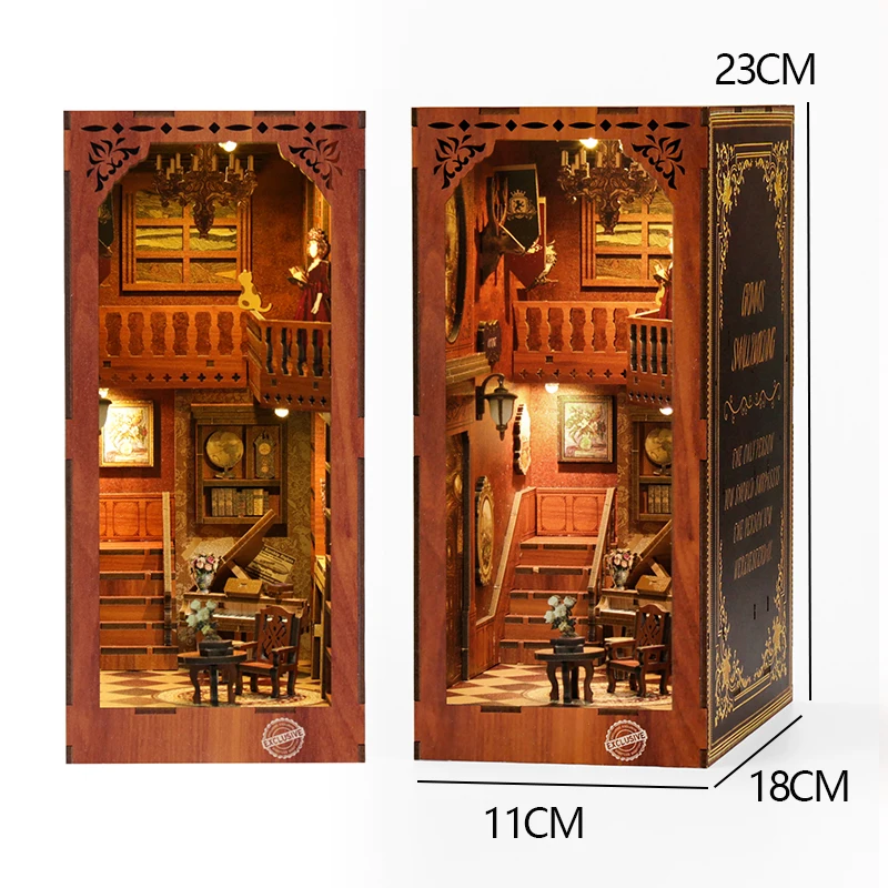 DIY Wooden Book Nook Insert Kit Doll Houses Building Toys Bookends Bookshelf Decor DollHouses Toys For Kids Xmas Gifts - Image 31