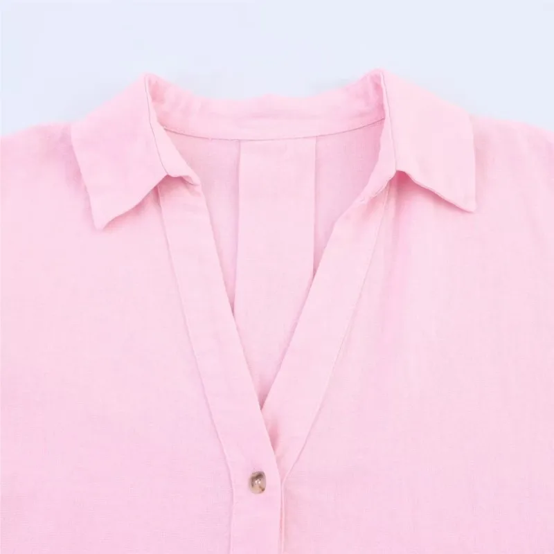 HipSeam Wide Sleeved Shirt Women Spring Asymmetric Hem Button Women's Shirts Simple Lady Johnny Collar Shirts & Blouses - Image 4
