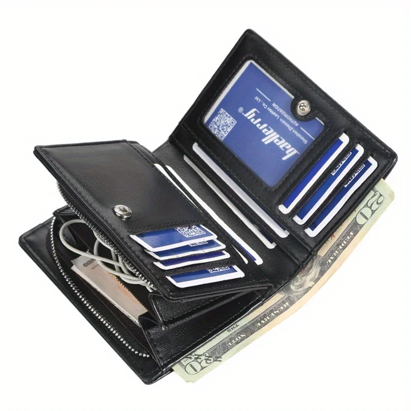 Fashion Men Wallets Zipper Card Holder High Quality Male Purse PU Leather Coin Holder Wallet - Image 2