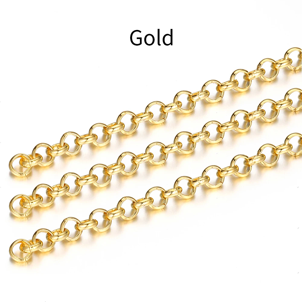 2Meters Gold Color Round O Shape Necklace Bracelet Accessories 3.2/4.8/5.8mm Copper Chains For DIY Jewelry Making Components - Image 12