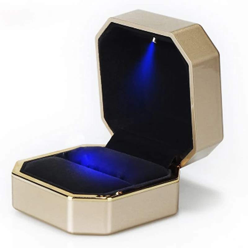 1 Pcs LED Jewelry Ring Box Luxury Velvet Rubber Necklace Pendant Gifts Display With Light For Proposal Engagement Wedding Case - Image 17