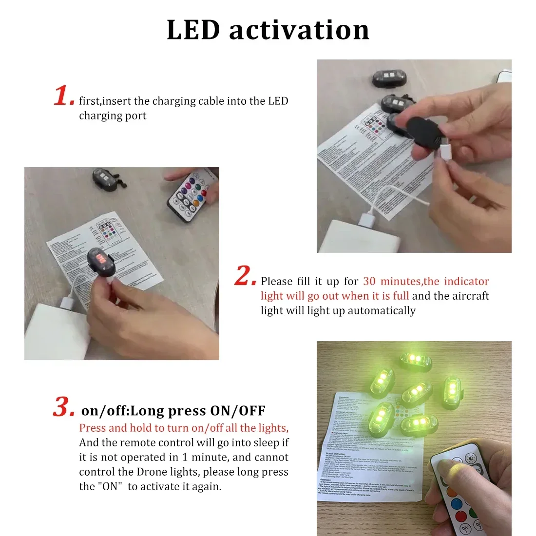 Wireless Remote LED Strobe Light Car Motorcycle Bike Warning Decor Lamp USB Rechargeable Aircraft Indicator 8 Colors Car Lights - Image 6