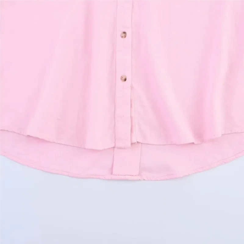 HipSeam Wide Sleeved Shirt Women Spring Asymmetric Hem Button Women's Shirts Simple Lady Johnny Collar Shirts & Blouses - Image 6