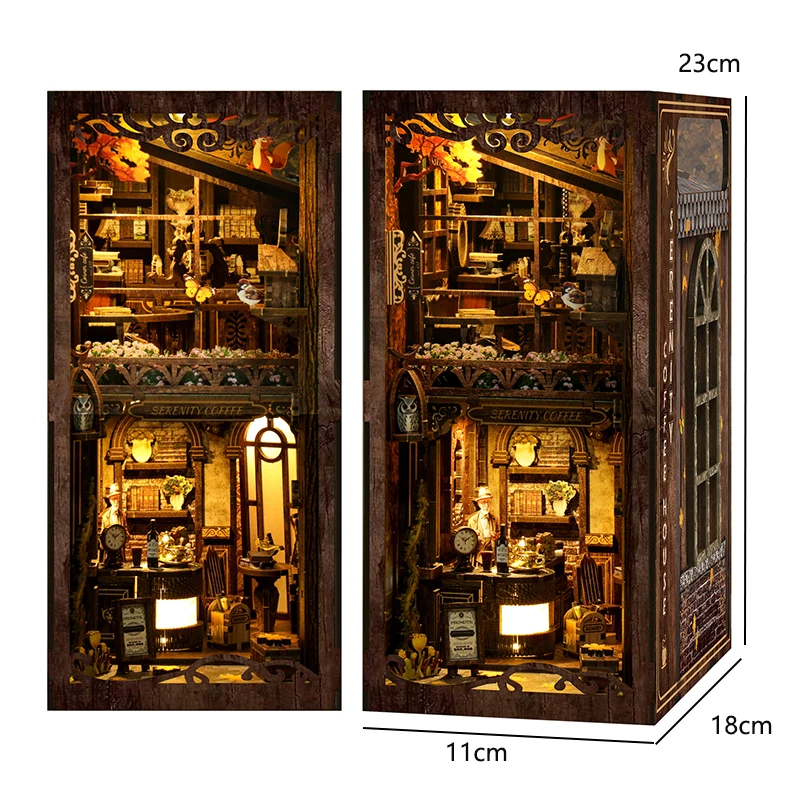 DIY Wooden Book Nook Insert Kit Doll Houses Building Toys Bookends Bookshelf Decor DollHouses Toys For Kids Xmas Gifts - Image 20