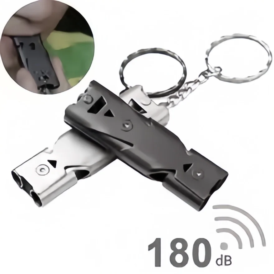 Double Tube High Decibel Survival Whistle Keychain Portable Emergency Safety Alarm For Outdoor Camping Hiking - Image 2
