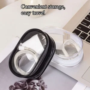 Mini Transparent Storage Bag with Zipper, Travel Data Cable Charger Dustproof Portable Storage Bag,Headphone and Charger Case
