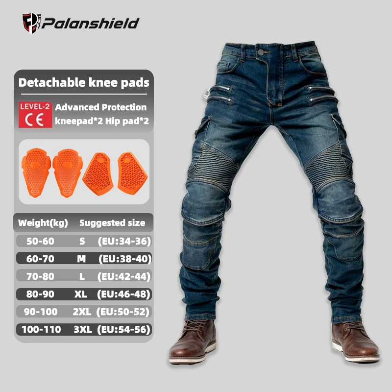 New Double Zipper Metal Style Motocross Moto Trousers Men For Woman Outdoor Riding Jeans With Protective Gear Motorcycle Pants - Image 7