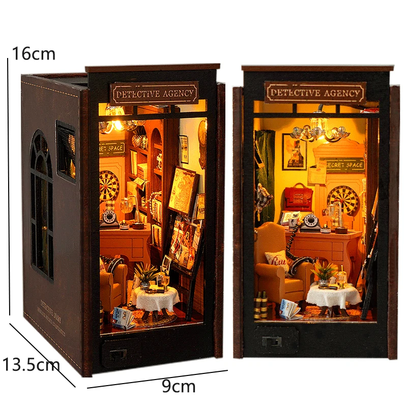 DIY Wooden Book Nook Insert Kit Doll Houses Building Toys Bookends Bookshelf Decor DollHouses Toys For Kids Xmas Gifts - Image 15