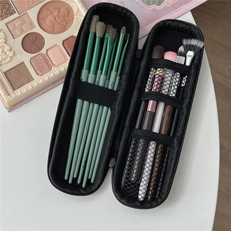 Black Cosmetic Storage Bags Waterproof Double Zipper Makeup Brushes Case Women Bag Portable Travel Brush Holder Pen case Box - Image 5