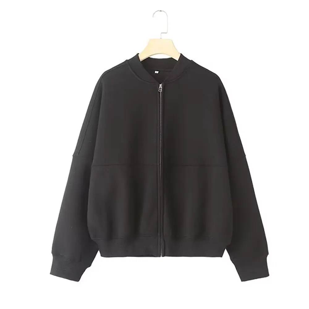HH Women's Fall 2-Piece Retro Solid Color Zip Bomber Jacket Sweatshirt+High Waist Lace Up Women's Wide Leg Pants Street Wear - Image 8