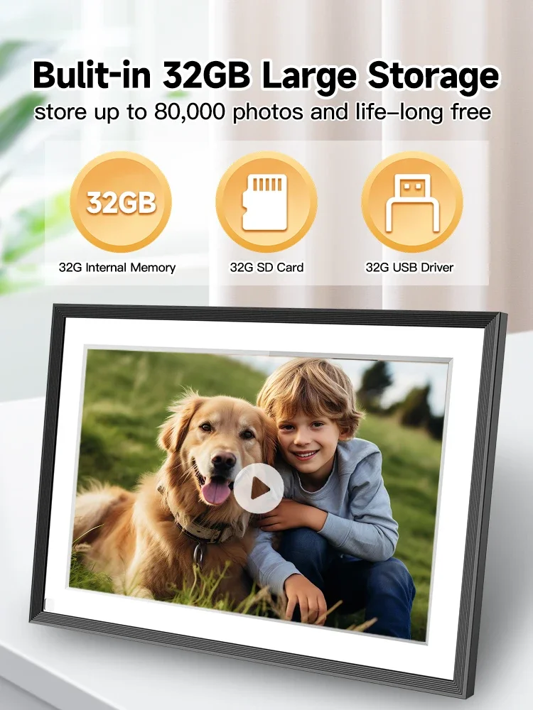 Christmas Gift Frameo 10.1 Inch WiFi Digital Picture Frame,1280 * 800IPS HD Cloud Smart Digital Photo Frame,32GB Storage, - Image 4