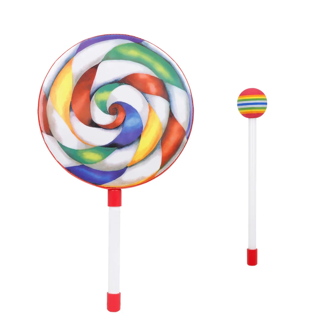 Orff 8 Inch Hand Drum Lollipop Style Percussion Instrument Portable Tambourine With Knock Stick Children Educational Kids Toys - Image 7
