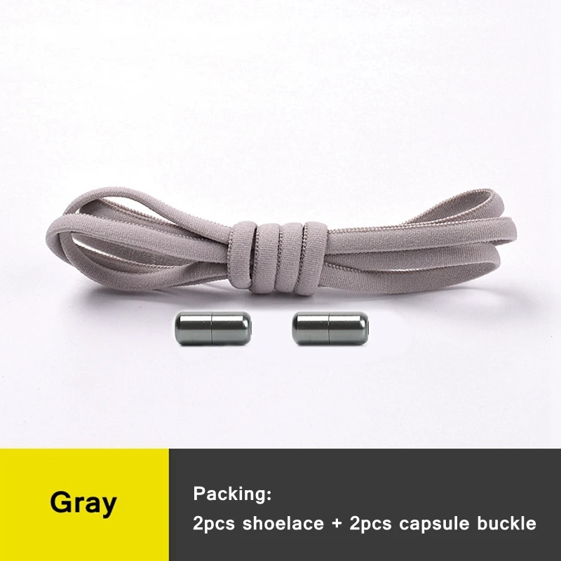 Clearance_21 Colors No Tie Shoelaces For Sneakers Elastic Shoe Laces Round Metal Lock Lazy Shoelace 1 Second quick on and off un - Image 14