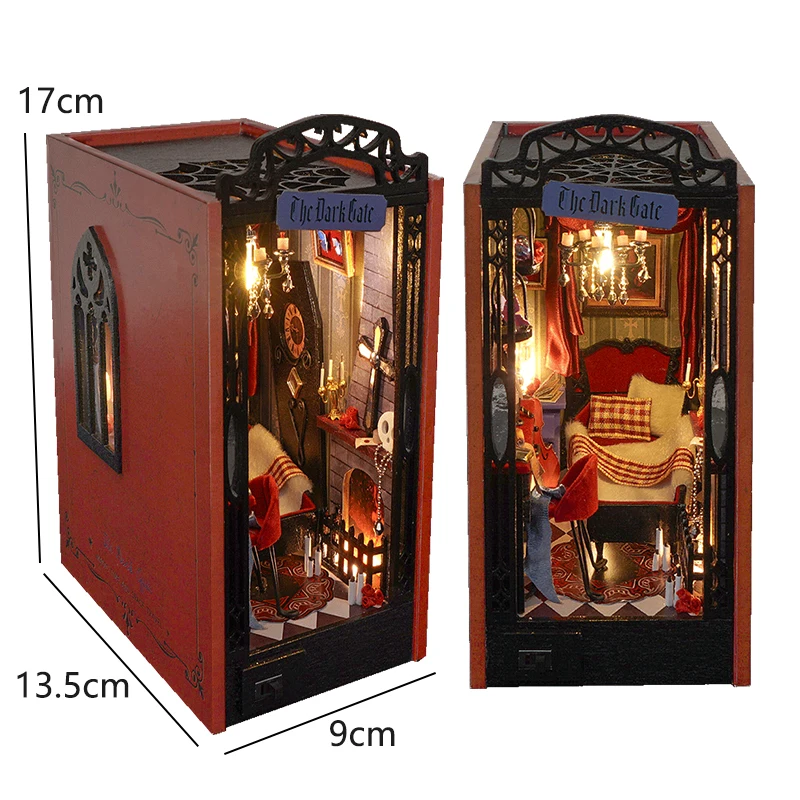 DIY Wooden Book Nook Insert Kit Doll Houses Building Toys Bookends Bookshelf Decor DollHouses Toys For Kids Xmas Gifts - Image 13