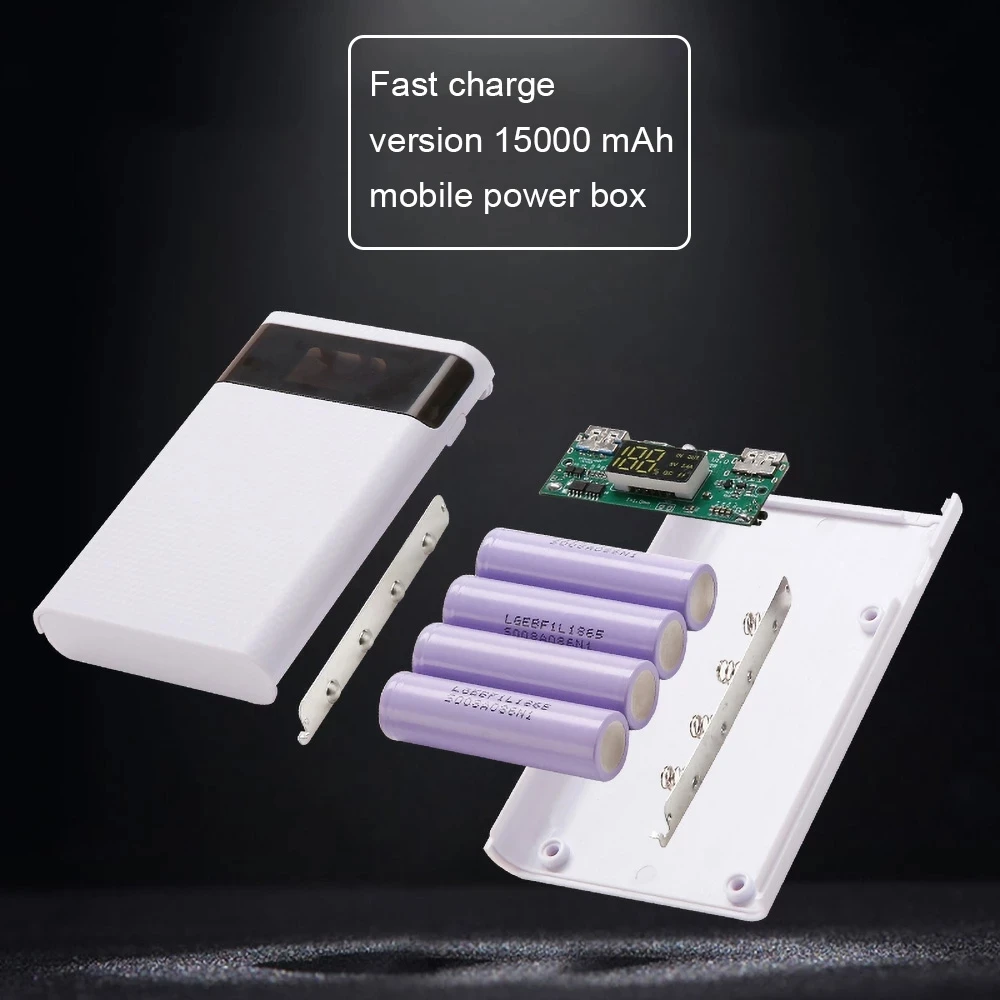 4x18650 DIY Power Bank Box 15000mAh Super Fast Charging Box with Digtal Display for for Samsung for iPhone - Image 2