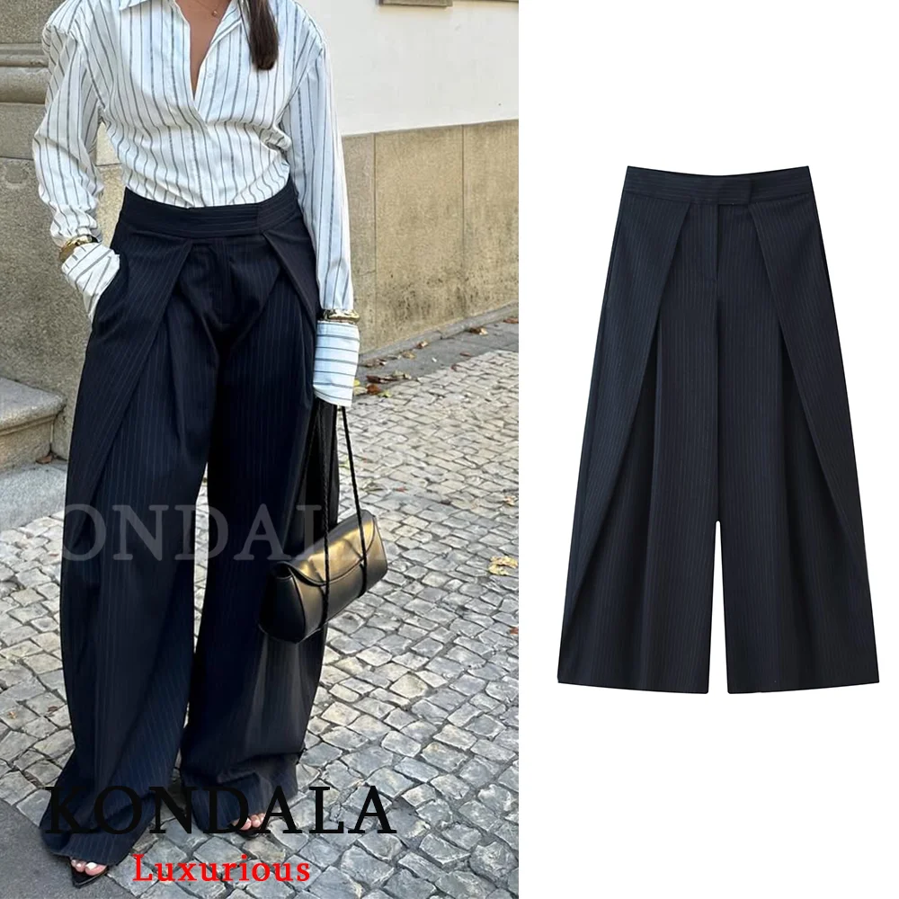 KONDALA Casual Chic Wide Leg Pants Women Office Lady Pockets Pleated Long Trousers Fashion 2026 Spring Summer Streetwear Pants - Image 10
