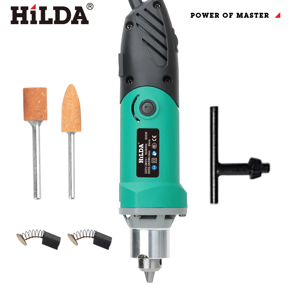 HILDA 500W Green Engraver Electric Drill 6-Position Variable Speed High-Power Woodworking Rotary Tools Set Grinder Polishing - Image 10
