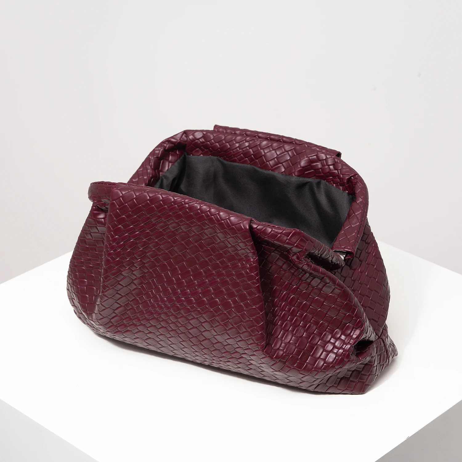Vintage Artificial Leather Woven Pattern Clutch Bag,Burgundy Bag,Formal Dresses for Women,Large Capacity Women Purse - Image 5