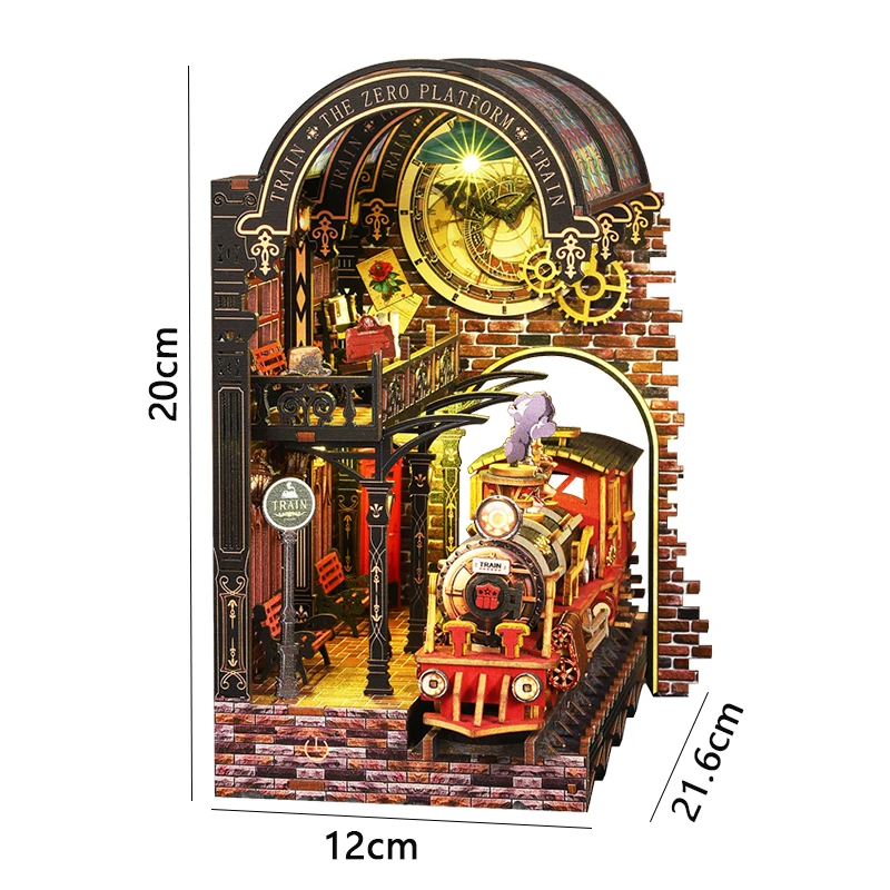 DIY Wooden Book Nook Insert Kit Doll Houses Building Toys Bookends Bookshelf Decor DollHouses Toys For Kids Xmas Gifts - Image 8