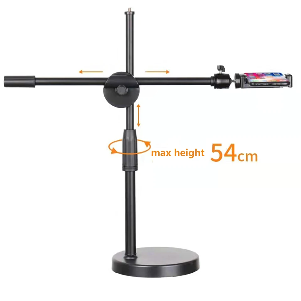 Overhead Tripod Table Tabletop Shooting Stand Tripods with Mobile Phone Holder Boom Arm for Smartphones Photography - Image 3