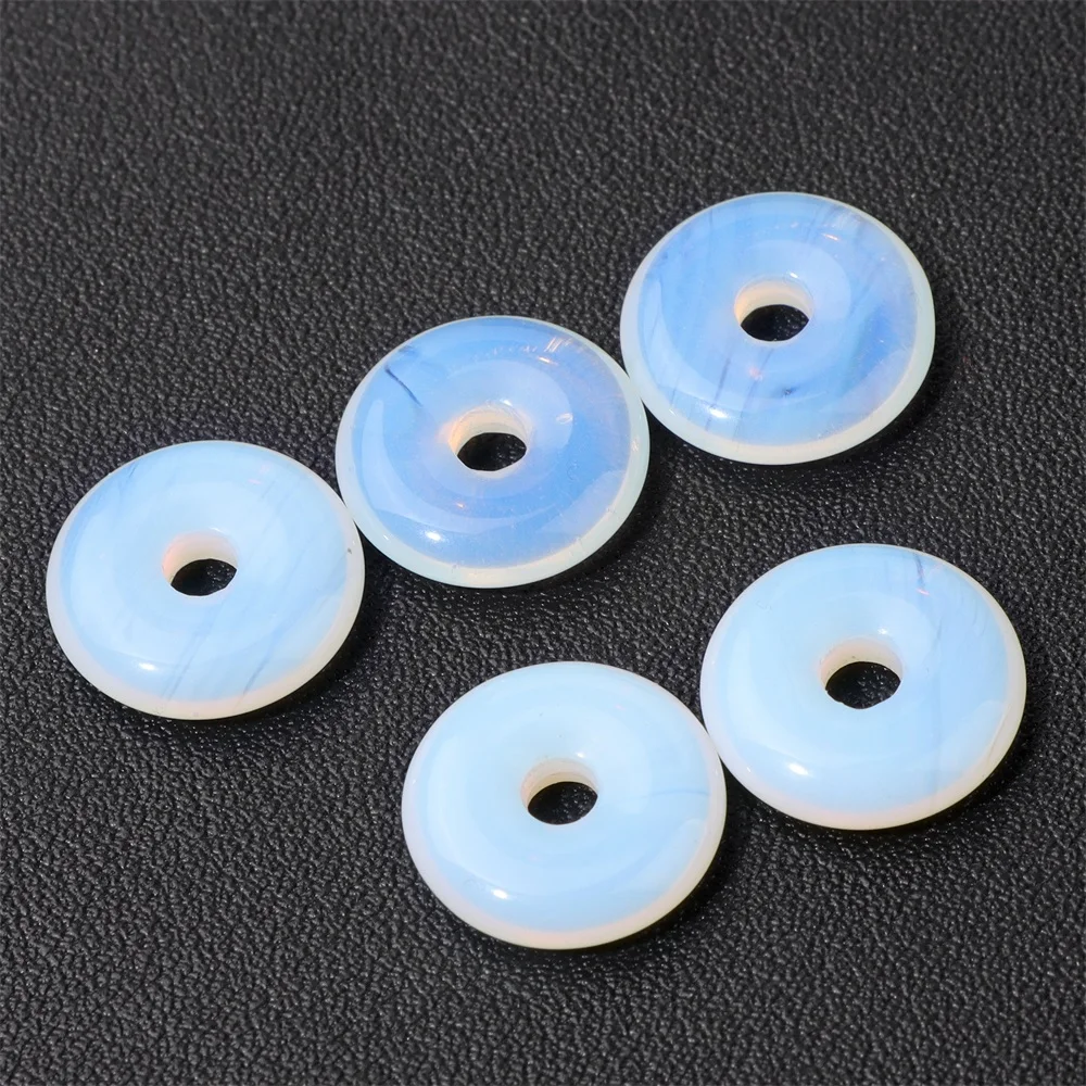 Natural Stone Donut Beads Charm Flat Round Large Hole Crystal Quartz Beads Beads For DIY Jewelry Making Peace Buckle Charm - Image 12