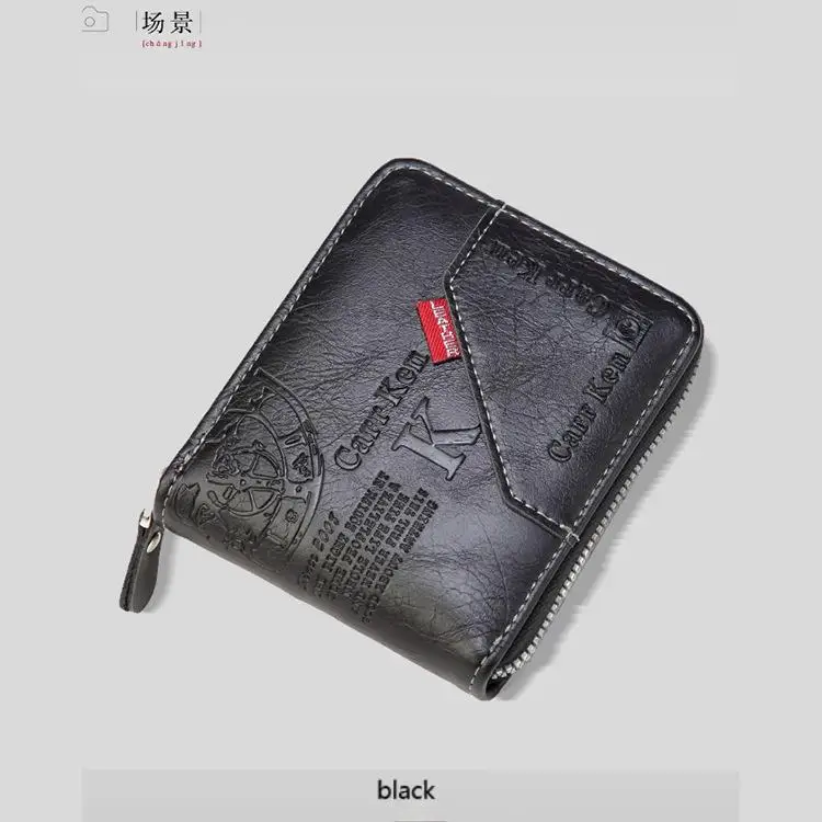 Men's PU Waxed Oil Leather Wallet Short Bifold Coin Purse with All-Around Zipper for Cash And Cards - Image 9