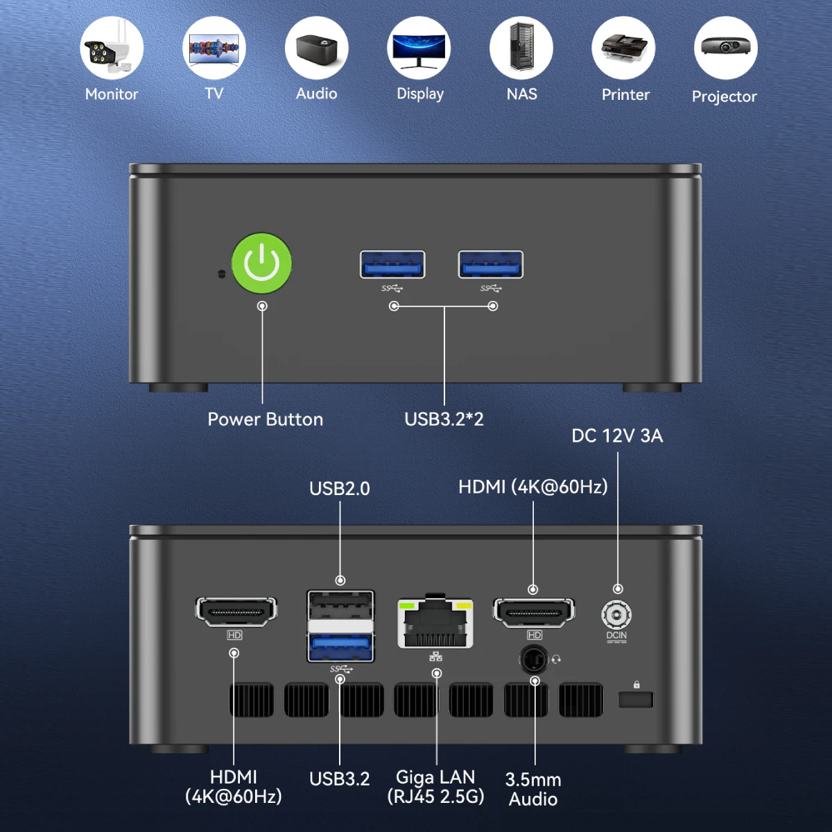GMKtec G3S Mini PC Intel Alder Lake N95 Windows 11 Pro Mini PC 8GB DDR4 128/256GB PCIe M.2 SSD WiFi 5 BT5.0 Desktop Computer - Image 5