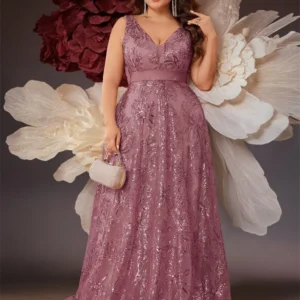 Plus Size Luxury Deep V-Neck Sequins Blue Evening Dress Women Elegant V-back Wedding Party Long Prom Cocktail Dresses