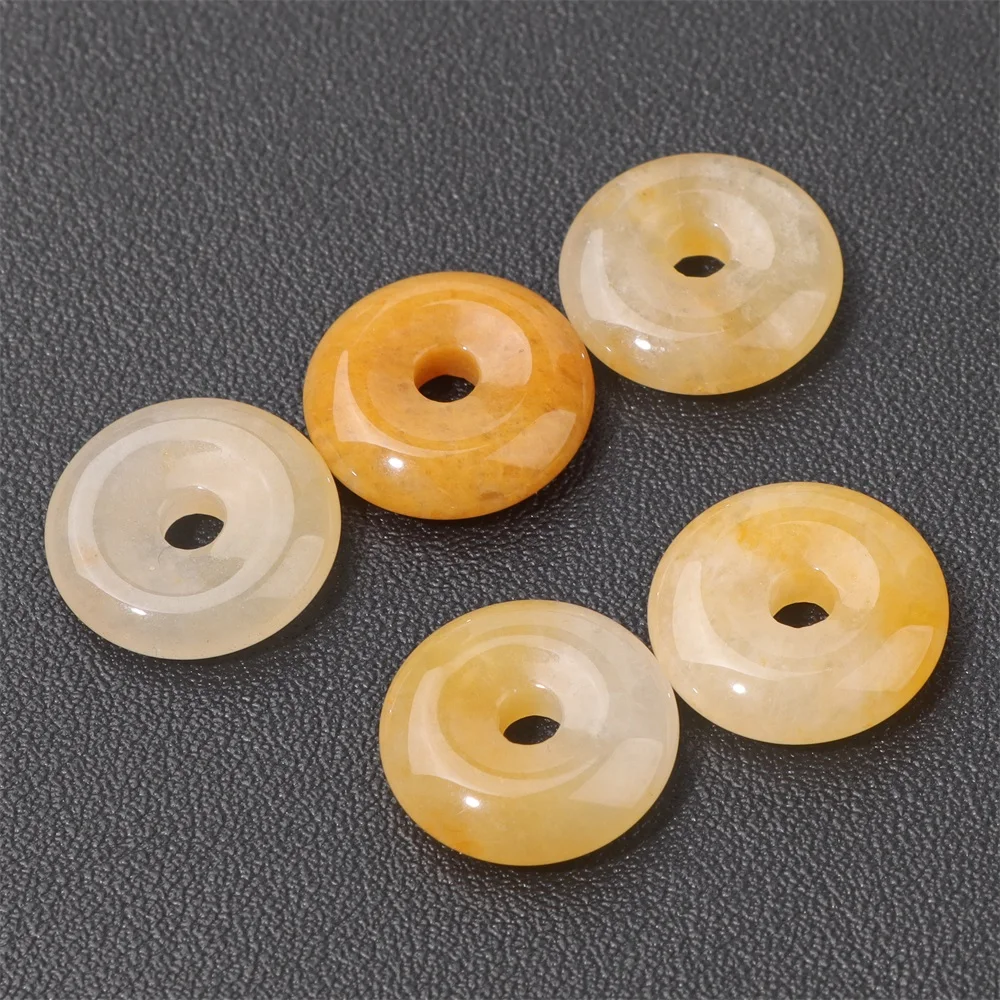 Natural Stone Donut Beads Charm Flat Round Large Hole Crystal Quartz Beads Beads For DIY Jewelry Making Peace Buckle Charm - Image 10