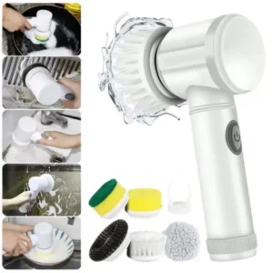 5-in-1 Electric Spin Scrubber Brush for Bathroom Tile Bathtub Sink, Power Scrubber with 5 Replaceable Brush Heads