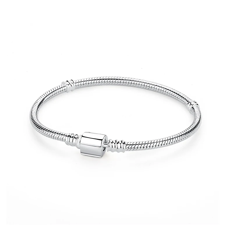 Original 925 Sterling Silver Bracelets Bangles Love Heart Clip Charms Beads Snake Chains For Women Rose Gold DIY Luxury Jewelry - Image 14