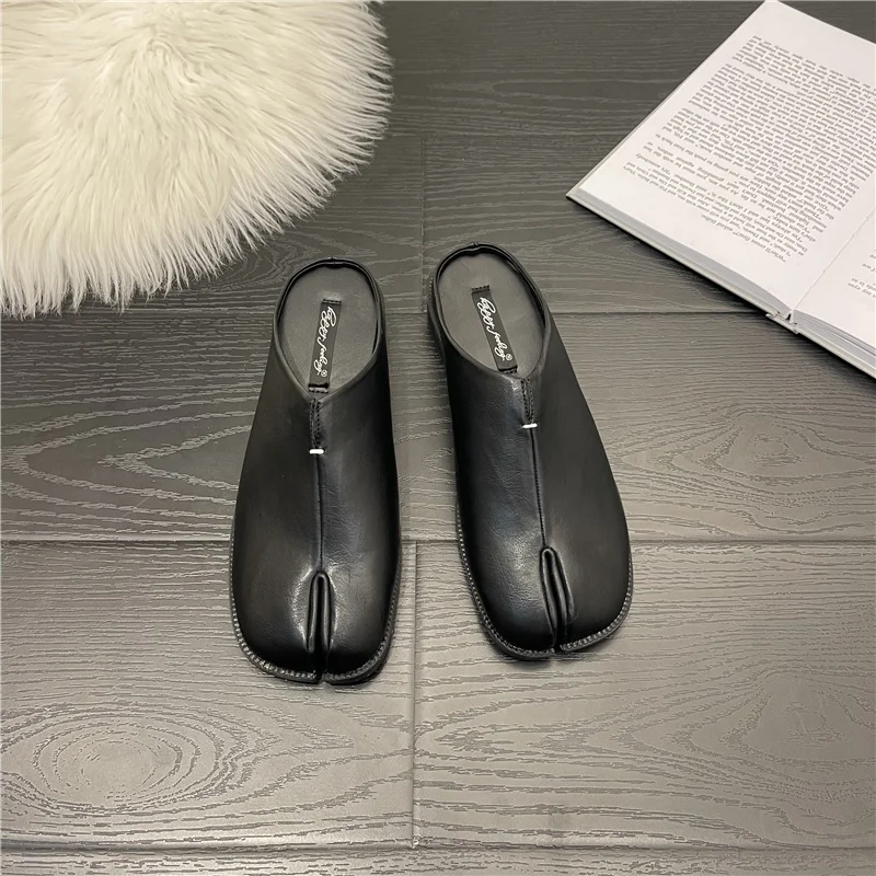 New Fashion Tabi Ninja Flats Leather Split Toe Flat Shoes Woman Cozy Loafers Female Casual Low Heels Ladies Muller Shoes - Image 7