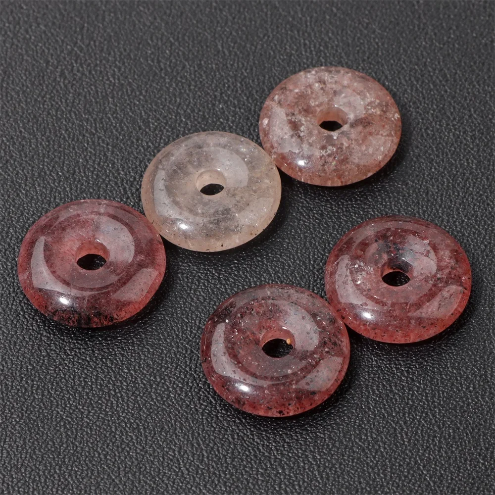 Natural Stone Donut Beads Charm Flat Round Large Hole Crystal Quartz Beads Beads For DIY Jewelry Making Peace Buckle Charm - Image 11