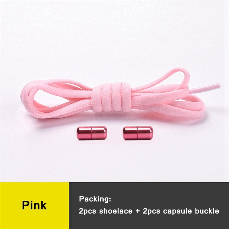 Clearance_21 Colors No Tie Shoelaces For Sneakers Elastic Shoe Laces Round Metal Lock Lazy Shoelace 1 Second quick on and off un - Image 20