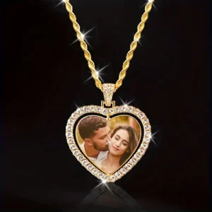 Customized Two Photo Luxury Necklace, Suitable for Both Men and Women To Wear Gift for Parents Husband Boyfriend and Girlfriend